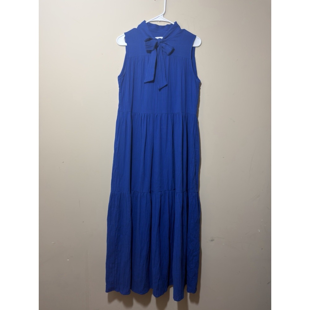 Molly Bracken Sleeveless Blue Maxi Dress Size Medium Cottage Boho Coastal Resort